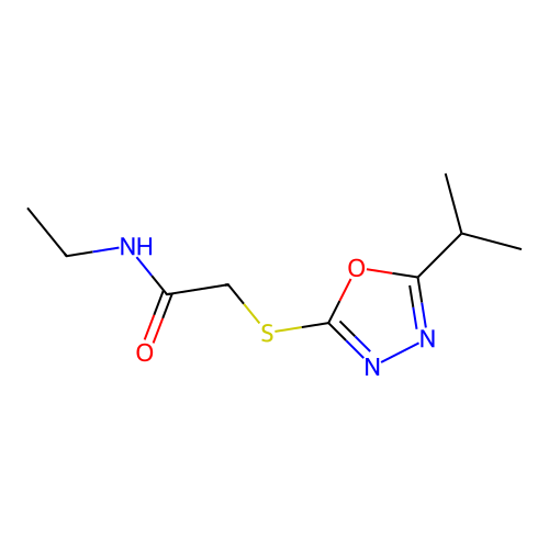 N-ethyl-2-{[5-(propan-2-yl)-1,3,4-oxadiazol-2-yl]sulfanyl}acetamide structure