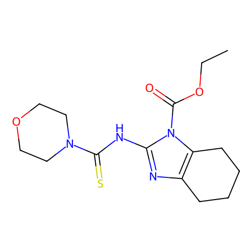 ethyl 2-[(4-morpholinylcarbothioyl)amino]-4,5,6,7-tetrahydro-1H-benzimidazole-1-carboxylate structure