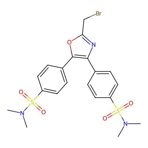 4,4'-(2-(Bromomethyl)oxazole-4,5-diyl)bis(N,N-dimethylbenzenesulfonamide) structure