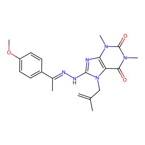 8-{(2E)-2-[1-(4-METHOXYPHENYL)ETHYLIDENE]HYDRAZINO}-1,3-DIMETHYL-7-(2-METHYL-2-PROPENYL)-3,7-DIHYDRO-1H-PURINE-2,6-DIONE structure