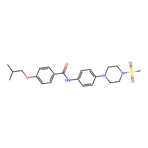 4-(2-methylpropoxy)-N-[4-(4-methylsulfonylpiperazin-1-yl)phenyl]benzamide structure