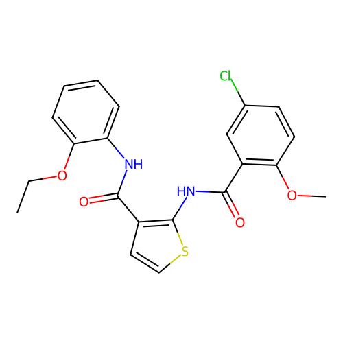2-[(5-chloro-2-methoxybenzoyl)amino]-N-(2-ethoxyphenyl)thiophene-3-carboxamide structure