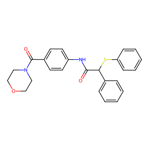 N-[4-(morpholine-4-carbonyl)phenyl]-2-phenyl-2-phenylsulfanylacetamide structure