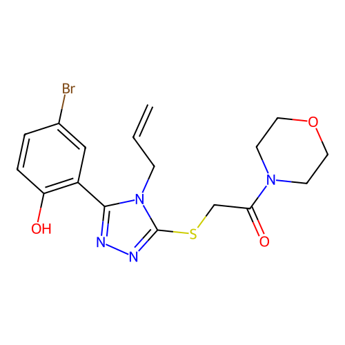 2-((4-allyl-5-(5-bromo-2-hydroxyphenyl)-4H-1,2,4-triazol-3-yl)thio)-1-morpholinoethanone structure