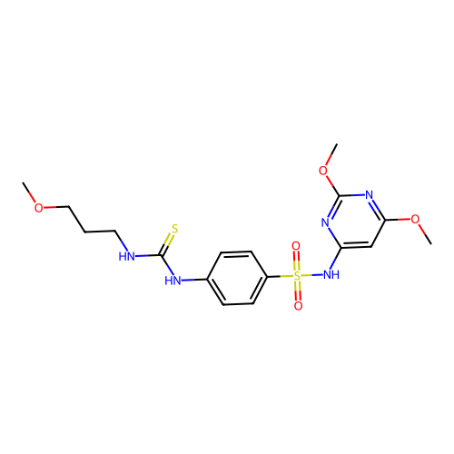 1-[4-[(2,6-Dimethoxypyrimidin-4-yl)sulfamoyl]phenyl]-3-(3-methoxypropyl)thiourea structure