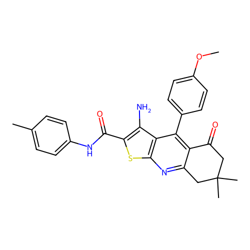3-amino-4-(4-methoxyphenyl)-7,7-dimethyl-N-(4-methylphenyl)-5-oxo-5H,6H,7H,8H-thieno[2,3-b]quinoline-2-carboxamide structure