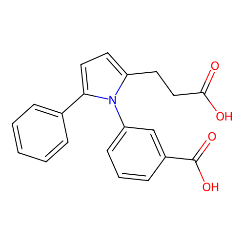 3-[2-(2-carboxyethyl)-5-phenyl-1H-pyrrol-1-yl]benzoic acid structure