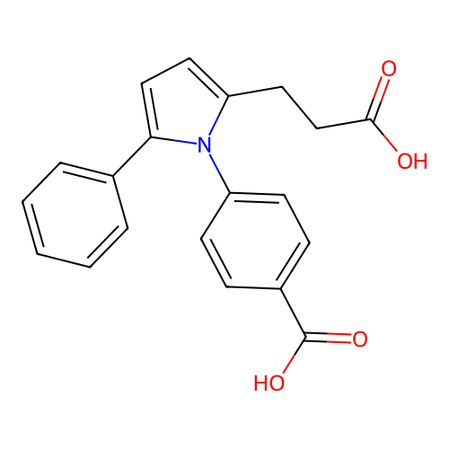 4-[2-(2-carboxyethyl)-5-phenyl-1H-pyrrol-1-yl]benzoic acid structure