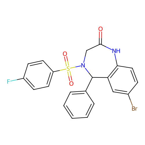 7-bromo-4-(4-fluorobenzenesulfonyl)-5-phenyl-4,5-dihydro-3H-1,4-benzodiazepin-2-ol structure