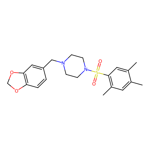1-(1,3-Benzodioxol-5-ylmethyl)-4-[(2,4,5-trimethylphenyl)sulfonyl]piperazine structure