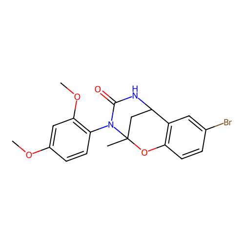 8-bromo-3-(2,4-dimethoxyphenyl)-2-methyl-5,6-dihydro-2H-2,6-methanobenzo[g][1,3,5]oxadiazocin-4(3H)-one structure