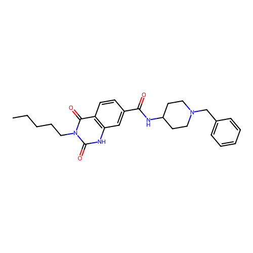 N-(1-benzylpiperidin-4-yl)-2,4-dioxo-3-pentyl-1,2,3,4-tetrahydroquinazoline-7-carboxamide structure