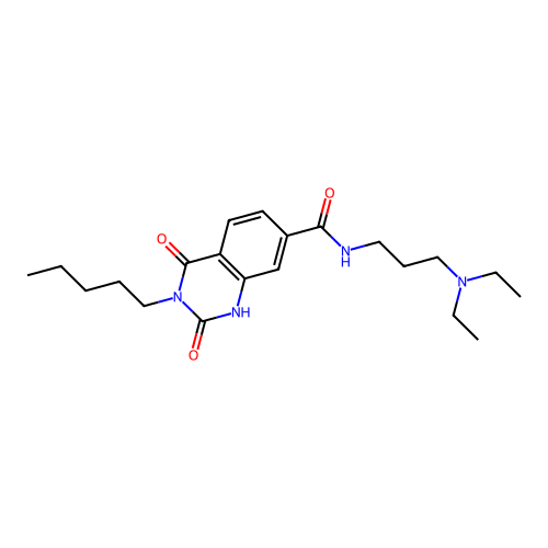 N-[3-(diethylamino)propyl]-2,4-dioxo-3-pentyl-1,2,3,4-tetrahydroquinazoline-7-carboxamide structure