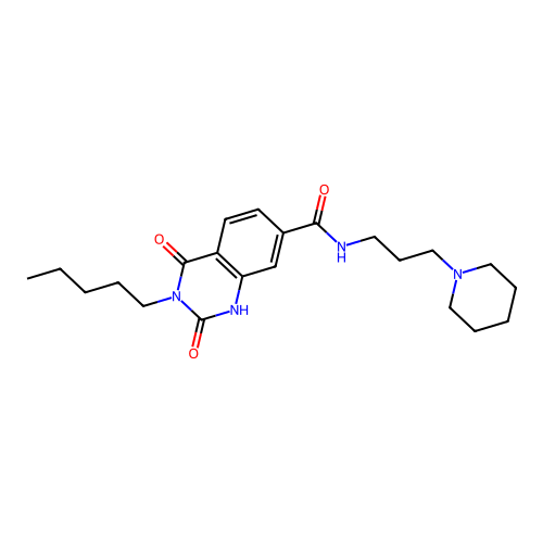 2,4-dioxo-3-pentyl-N-[3-(1-piperidinyl)propyl]-1H-quinazoline-7-carboxamide structure