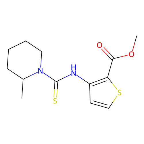 Methyl 3-{[(2-methylpiperidin-1-yl)carbonothioyl]amino}thiophene-2-carboxylate structure