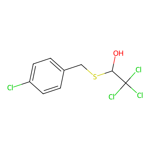 Ethanol, 2,2,2-trichloro-1-[[(4-chlorophenyl)methyl]thio]- structure