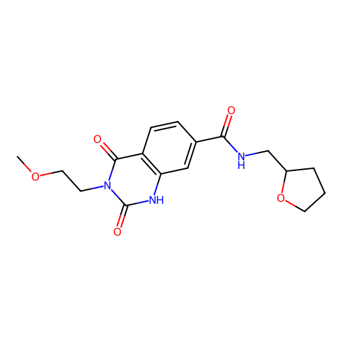 3-(2-methoxyethyl)-2,4-dioxo-N-(oxolan-2-ylmethyl)-1H-quinazoline-7-carboxamide structure
