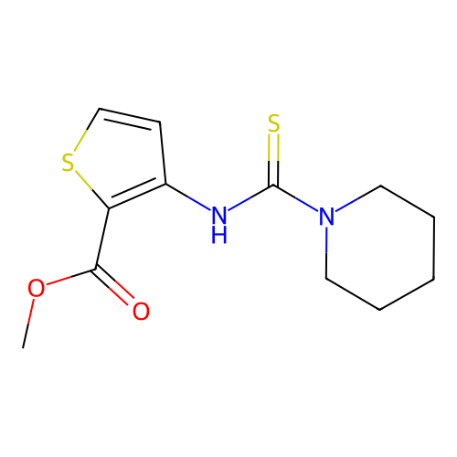 Methyl 3-[(piperidin-1-ylcarbonothioyl)amino]thiophene-2-carboxylate structure