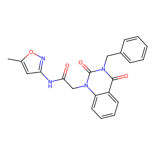 2-[2,4-dioxo-3-(phenylmethyl)-1-quinazolinyl]-N-(5-methyl-3-isoxazolyl)acetamide structure