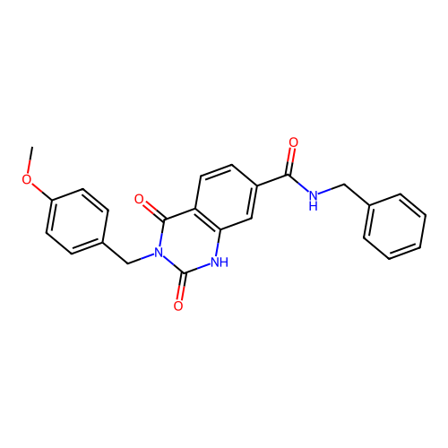 N-benzyl-3-[(4-methoxyphenyl)methyl]-2,4-dioxo-1H-quinazoline-7-carboxamide structure