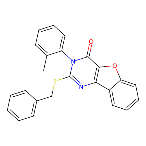 2-(benzylthio)-3-(o-tolyl)benzofuro[3,2-d]pyrimidin-4(3H)-one structure