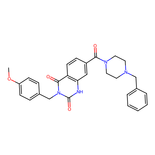 7-(4-benzylpiperazine-1-carbonyl)-3-[(4-methoxyphenyl)methyl]-1H-quinazoline-2,4-dione structure