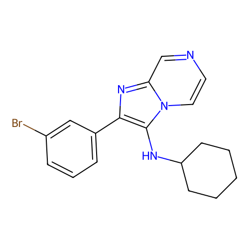 2-(3-bromophenyl)-N-cyclohexylimidazo[1,2-a]pyrazin-3-amine structure