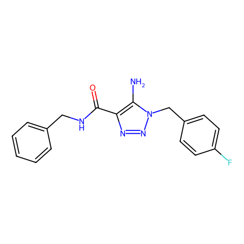 5-amino-N-benzyl-1-(4-fluorobenzyl)-1H-1,2,3-triazole-4-carboxamide structure