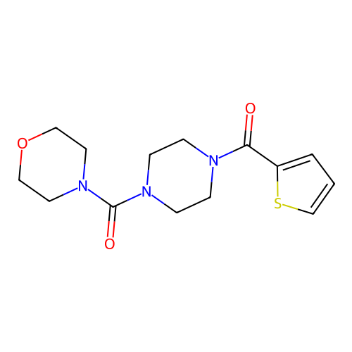 Morpholin-4-yl-[4-(thiophene-2-carbonyl)-piperazin-1-yl]-methanone structure