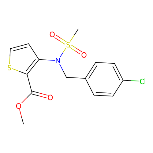 Methyl 3-[(4-chlorophenyl)methyl-methylsulfonylamino]thiophene-2-carboxylate structure