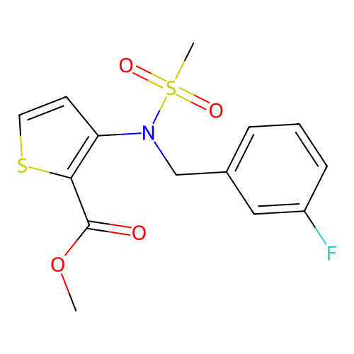 Methyl 3-[(3-fluorobenzyl)(methylsulfonyl)amino]thiophene-2-carboxylate structure