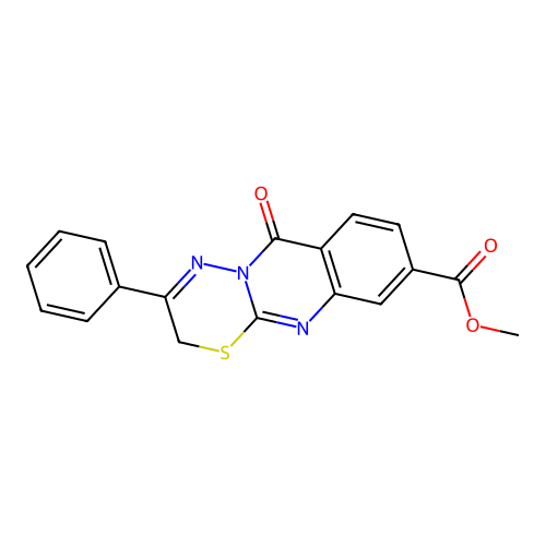 methyl 6-oxo-3-phenyl-2H,6H-[1,3,4]thiadiazino[2,3-b]quinazoline-9-carboxylate structure
