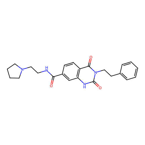 2,4-dioxo-3-(2-phenylethyl)-N-(2-pyrrolidin-1-ylethyl)-1,2,3,4-tetrahydroquinazoline-7-carboxamide structure