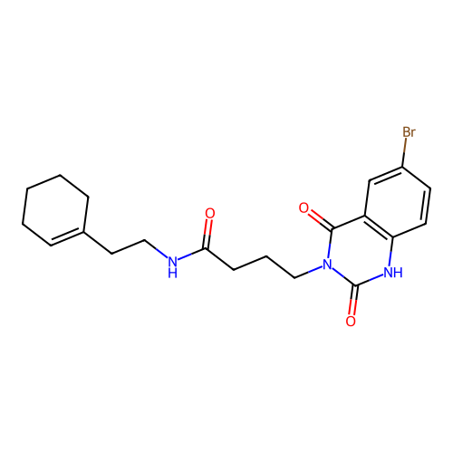 4-(6-bromo-2,4-dioxo-1H-quinazolin-3-yl)-N-[2-(cyclohexen-1-yl)ethyl]butanamide structure
