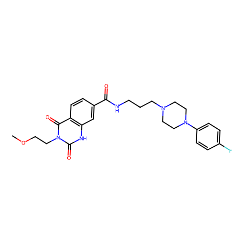 N-{3-[4-(4-fluorophenyl)piperazin-1-yl]propyl}-3-(2-methoxyethyl)-2,4-dioxo-1,2,3,4-tetrahydroquinazoline-7-carboxamide structure