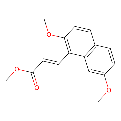 2-Propenoic acid, 3-(2,7-dimethoxy-1-naphthalenyl)-, methyl ester structure