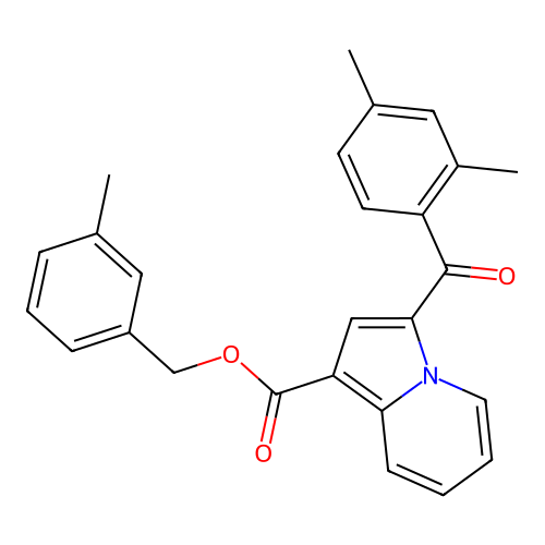 (3-Methylphenyl)methyl 3-(2,4-dimethylbenzoyl)indolizine-1-carboxylate structure