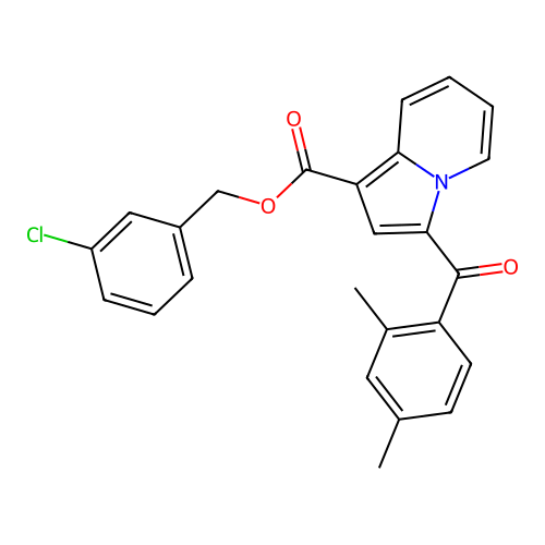 (3-Chlorophenyl)methyl 3-(2,4-dimethylbenzoyl)indolizine-1-carboxylate structure