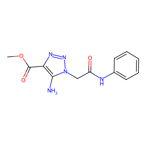 methyl 5-amino-1-[2-oxo-2-(phenylamino)ethyl]-1H-1,2,3-triazole-4-carboxylate structure