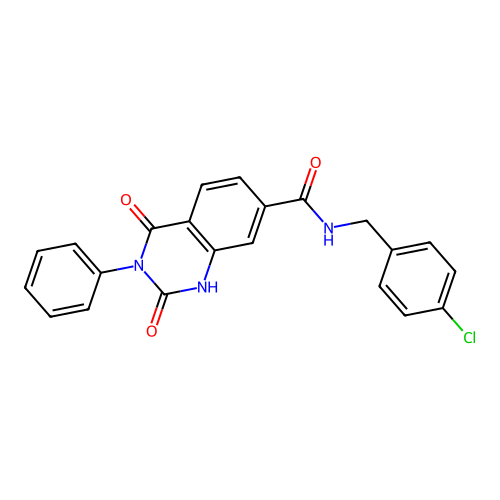 N-[(4-chlorophenyl)methyl]-2,4-dioxo-3-phenyl-1H-quinazoline-7-carboxamide structure