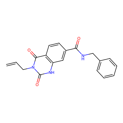 N-benzyl-2,4-dioxo-3-prop-2-enyl-1H-quinazoline-7-carboxamide structure