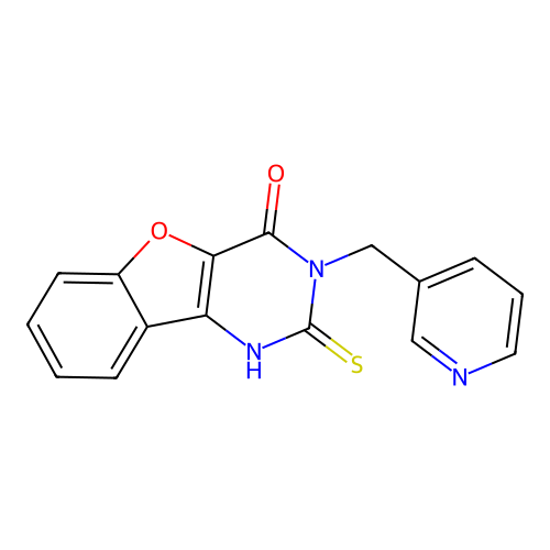 3-(pyridin-3-ylmethyl)-2-sulfanylidene-1H-[1]benzofuro[3,2-d]pyrimidin-4-one structure