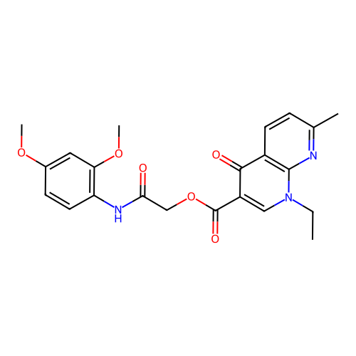 [(2,4-dimethoxyphenyl)carbamoyl]methyl 1-ethyl-7-methyl-4-oxo-1,4-dihydro-1,8-naphthyridine-3-carboxylate structure