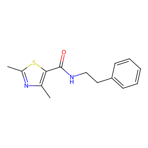 2,4-dimethyl-N-(2-phenylethyl)-1,3-thiazole-5-carboxamide structure