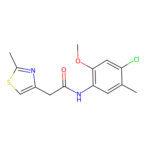 N-(4-chloro-2-methoxy-5-methylphenyl)-2-(2-methyl-1,3-thiazol-4-yl)acetamide structure