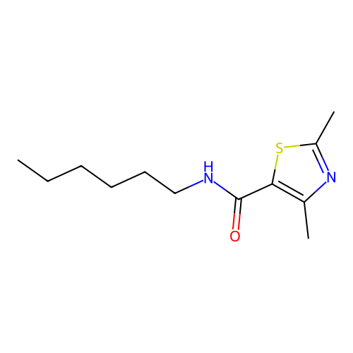 N-hexyl-2,4-dimethyl-1,3-thiazole-5-carboxamide structure