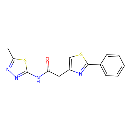 N-(5-methyl-1,3,4-thiadiazol-2-yl)-2-(2-phenyl-1,3-thiazol-4-yl)acetamide structure