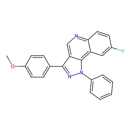 8-fluoro-3-(4-methoxyphenyl)-1-phenyl-1H-pyrazolo[4,3-c]quinoline structure