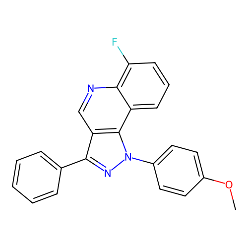 6-fluoro-1-(4-methoxyphenyl)-3-phenyl-1H-pyrazolo[4,3-c]quinoline structure
