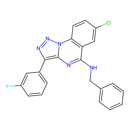 N-benzyl-7-chloro-3-(3-fluorophenyl)-[1,2,3]triazolo[1,5-a]quinazolin-5-amine structure